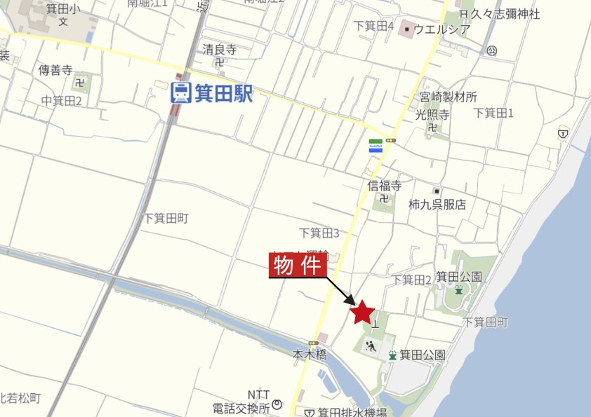 鈴鹿市下箕田2丁目の地図|広域Map