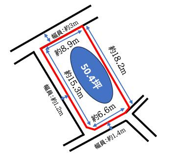 高砂市今市１丁目　土地の土地図|約50.4坪です。