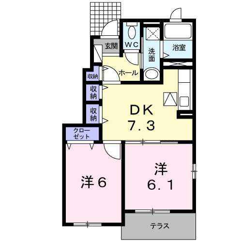 サン・ノーブⅡ木屋瀬の間取り