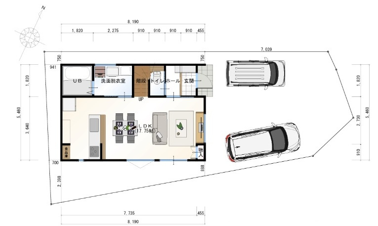 神田　新築戸建　【長期優良住宅】の区画図|建物面積　85.49㎡　（約25.85坪）