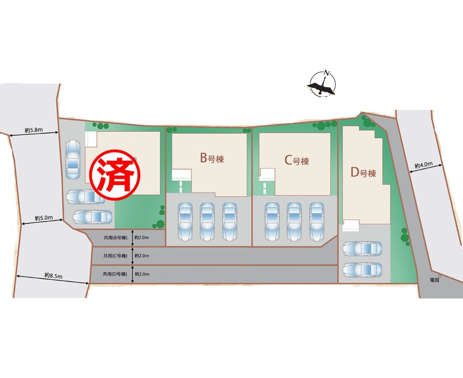 裾野市石脇297番　新築戸建　全4棟　Ⅾ号棟の区画図
