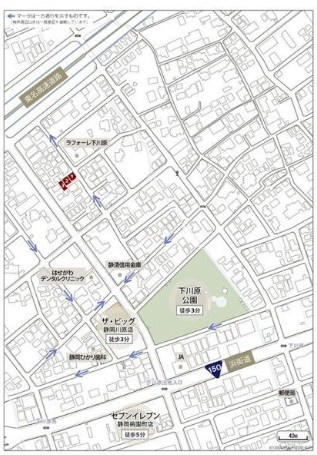 売土地　静岡市駿河区下川原6丁目の地図