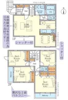 【間取り】 | 南区南台6丁目  1号棟 4期 | 都市ガス　網戸標準仕様　シャッター2箇所付　二面バルコニー（南・西）　食洗機・浄水器　浴室乾燥機+窓　全居室収納　全室2面採光