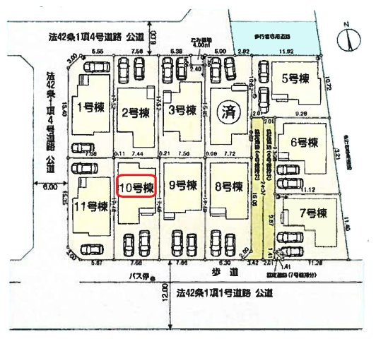 飯能市双柳・全11棟　新築一戸建　10号棟　の区画図|【全11棟・10号棟】カースペース並列2台分。