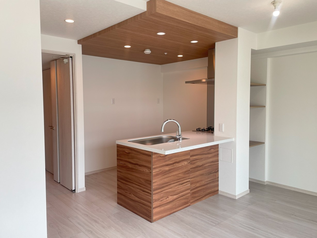 ピアッツァレジデンス橿原神宮駅前のキッチン|3口ガスコンロの対面キッチン