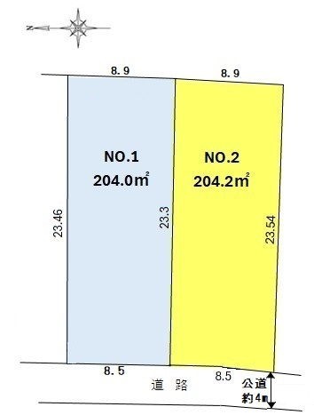 土地　川越市萱沼　全2区画の区画図|全区画60坪以上！