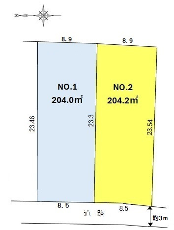 土地　川越市萱沼　全2区画の区画図|既存宅地、お好きなハウスメーカーで！どなたでも建築できます！！