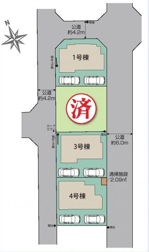 所沢市東狭山ケ丘１丁目　新築戸建　全４棟の区画図