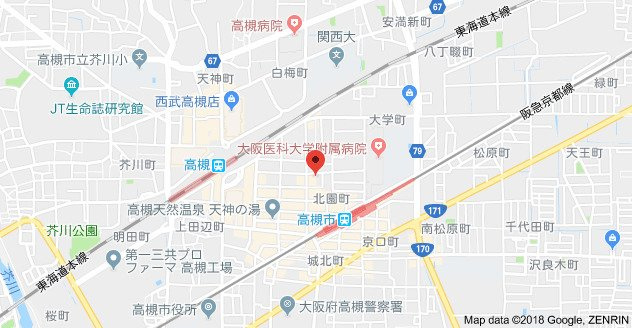 高槻市北園町の賃貸マンションの地図