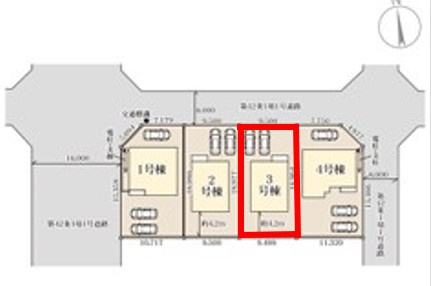第1下野大光寺　3号棟の区画図|３号棟　土地面積：180.20㎡（54.51坪）