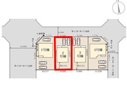 第1下野大光寺　2号棟の区画図|２号棟　土地面積：180.34㎡（54.55坪）