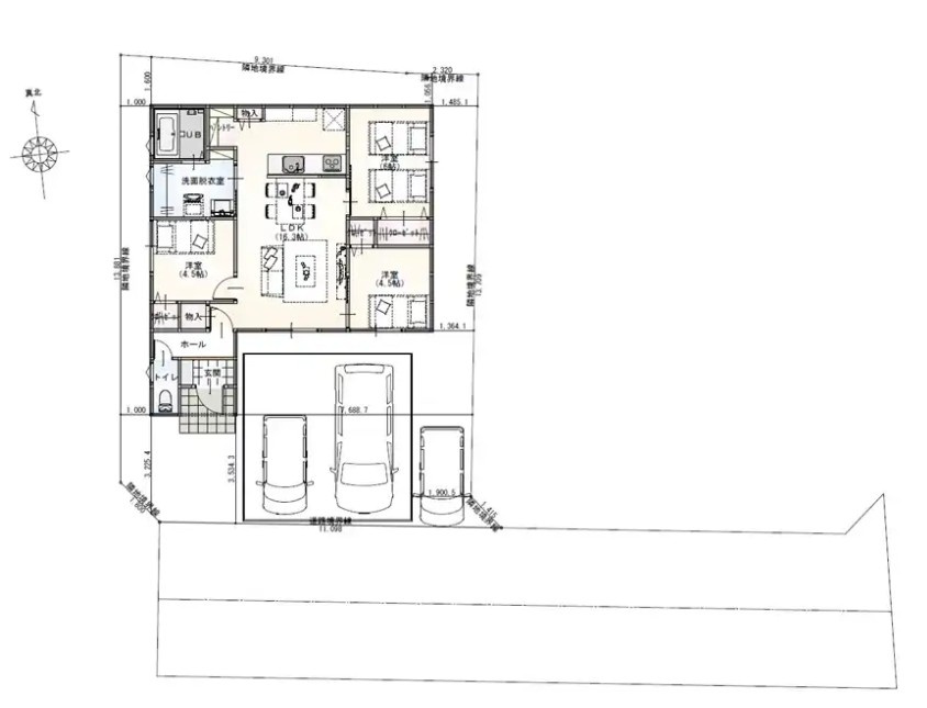 天童市柏木町建売住宅【平屋】の区画図|全体区画図