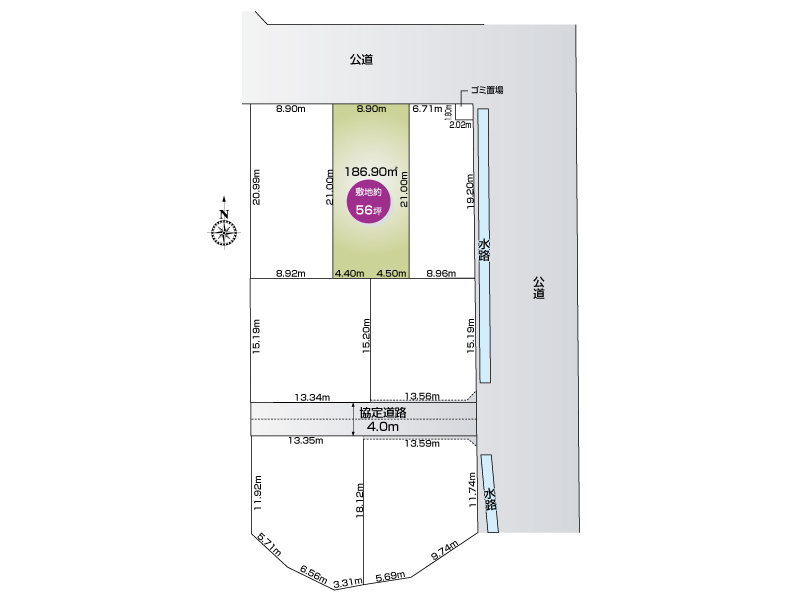 行田市大字持田7区画 2号地　土地面積 約56坪