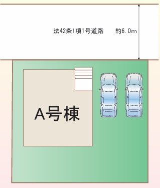 東岡本町1期　Ａ号棟の区画図|駐車場は並列で2台駐車が可能です◎