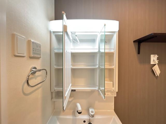 チャーム・ツートンBの洗面所|洗面収納