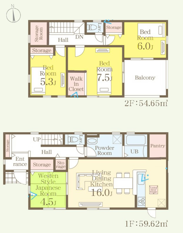 【新築戸建】第5高崎寺尾の間取り|■間取り図（1号棟）｜敷地面積：215.43（約65.16坪）　建物面積：114.27（約34.56坪）