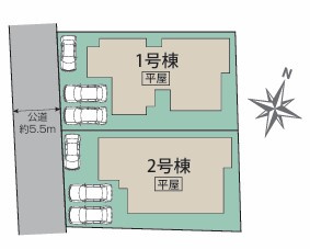 宇都宮市花房3丁目2期　1号棟の区画図|1号棟