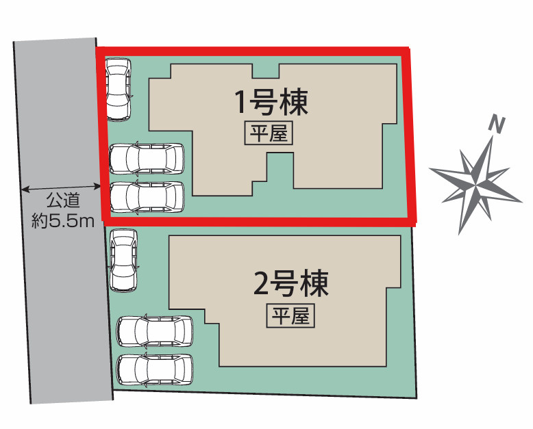 宇都宮市花房3丁目2期　1号棟の区画図|1号棟