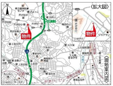 仲介手数料無料　横浜市港南区芹が谷３丁目の地図