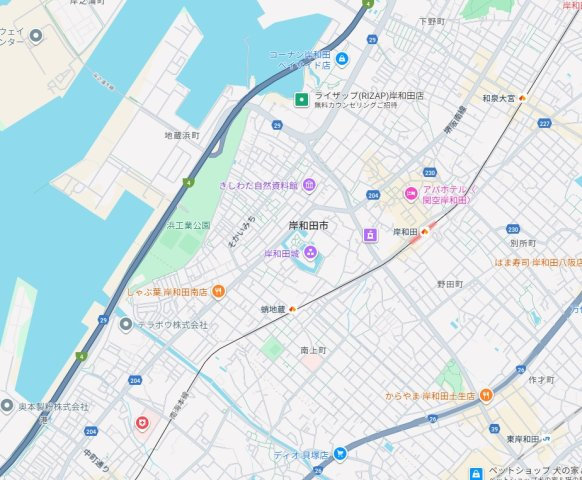 岸和田市岸城町　新築一戸建ての地図