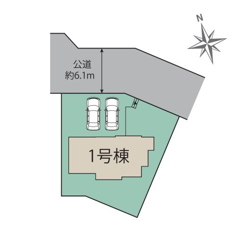 福岡市東区美和台6丁目第1-1棟（1号棟）の区画図|配置図（1号棟）