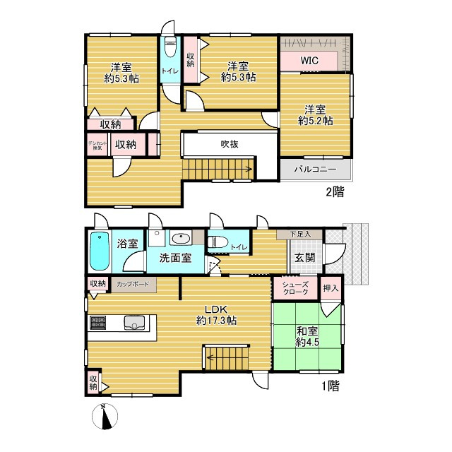 羽島市舟橋町宮北三丁目戸建の間取り