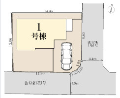 平塚市ふじみ野2丁目　新築戸建　全1棟1号棟の区画図