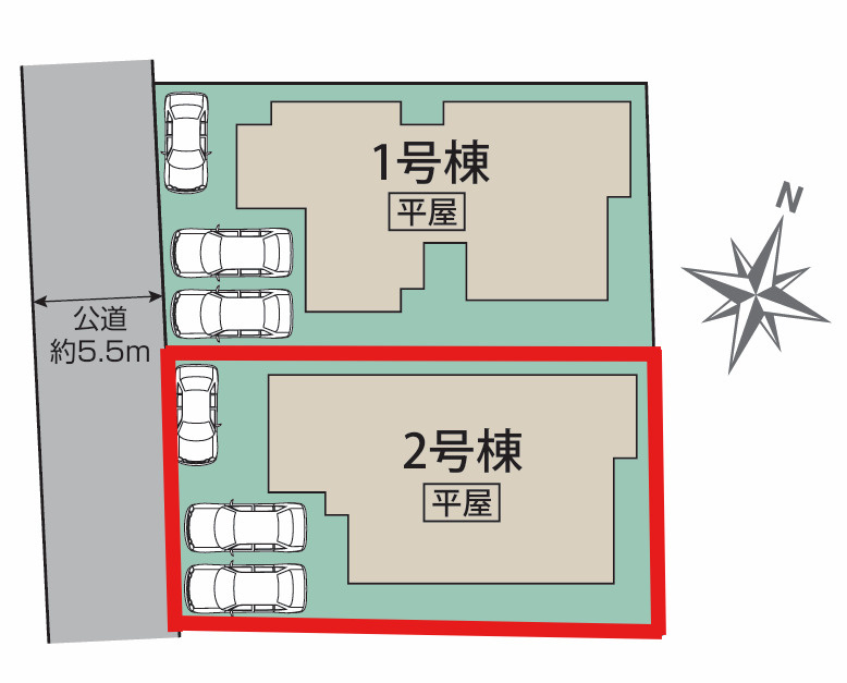 宇都宮市花房3丁目2期　2号棟の区画図|2号棟