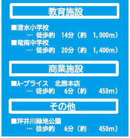 仲介手数料不要　よかタウンBloom　Adoble 北区室園町1期【清水小・竜南中】の周辺