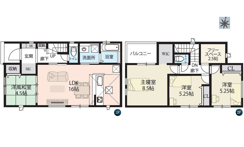 広島市南区北大河町　新築一戸建ての間取り