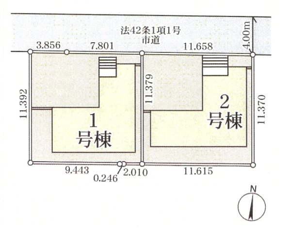 仲介手数料無料　蓮田市江ヶ崎第3　新築戸建　全２棟の区画図