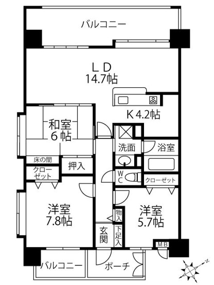 【間取り】 | シーサイドパレスフェニックス古賀