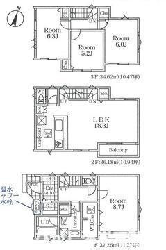 平塚市龍城ヶ丘　新築戸建　全３棟の間取り|南向き　４LDKです。