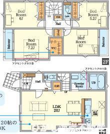 茅ヶ崎市南湖5丁目　新築戸建　全２棟の間取り|全居室2面採光の４LDKです。