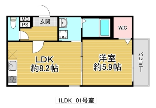 東大阪市稲田本町３丁目のハイツの間取り
