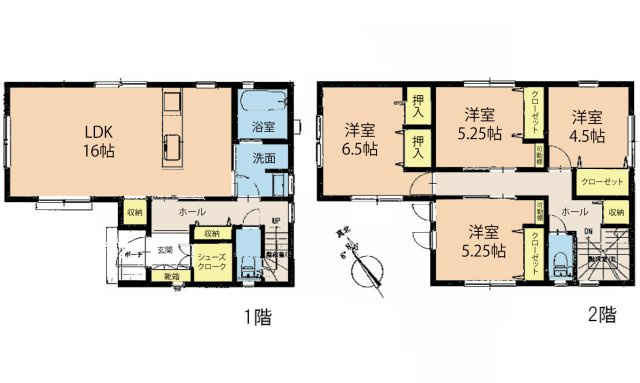 広島市佐伯区五日市中央5丁目　新築一戸建て(全2棟の間取り