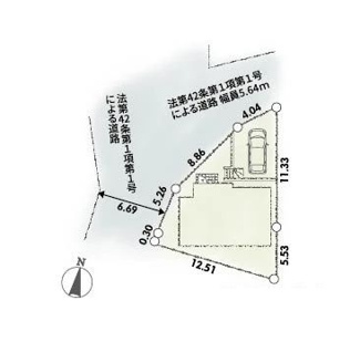 【区画図】 | 厚木市長谷  1号棟 第3 | 北側約5.6ｍ公道　駐車1台（車種によります）　敷地面積37.5坪
