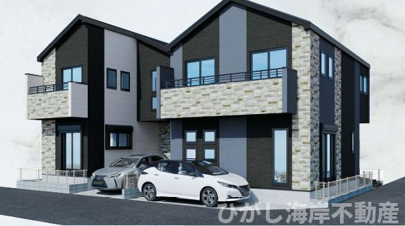 茅ヶ崎市小和田３丁目　新築戸建　全２棟の外観パース|イメージパスですので実際のものと多少異なります
