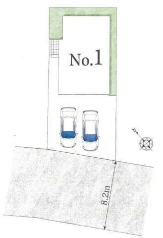 入間市扇台1丁目・全1棟　新築一戸建　の区画図|カースペース並列2台。