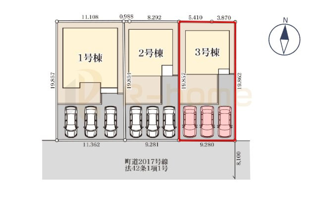 結城郡八千代町東原　新築戸建て　3号棟の区画図|大きなお買い物だからこそ、メリット・デメリットを伝えさせて頂きます。
R-homeにお任せください♪