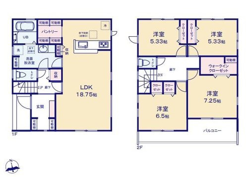 【Livele Garden.S】】国分寺新町の間取り|【１号棟】敷地面積：129.88㎡　建物面積：109.75㎡
