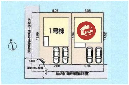 【Livele Garden.S】】国分寺新町の区画図|並列２台駐車可能なカースペース（車種によります）。セカンドカー用として、自転車置き場や物置場として、お子様の遊ぶスペースとして、ゆとりある敷地だからこそ可能な多用途にご利用いただけます。