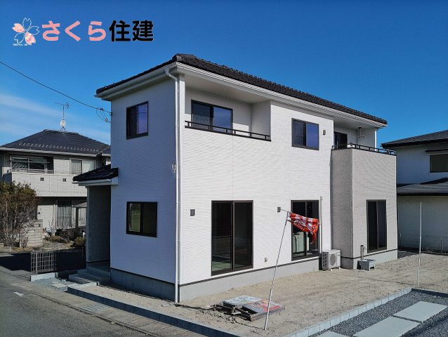いろどりアイタウン那須塩原市西幸町23-P1　1号棟の外観|広々としたお庭と駐車場付き◎