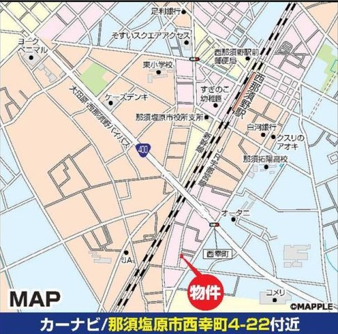 いろどりアイタウン那須塩原市西幸町23-P1　1号棟の地図