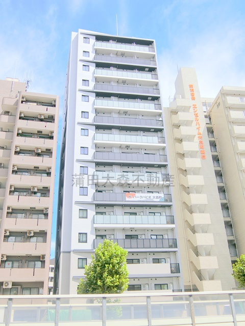 ザ・パークハビオ大森町の外観|2025年5月築　RC鉄筋コンクリート造地上15階建て総戸数84戸
東京都大田区大森中1丁目　京急本線大森町駅徒歩2分、平和島駅徒歩10分