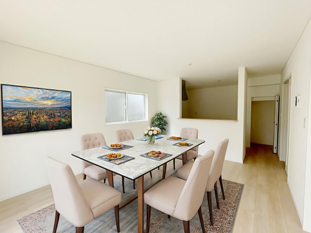 新築戸建・新築建売　棚倉町棚倉字東中居　制震+耐震　棚倉小・棚倉中の居間・リビング|画像はAI加工による演出で、実際の家具は付きません。
