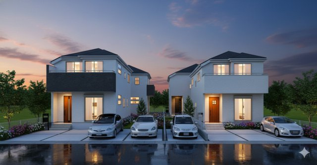 三郷市彦糸1丁目　新築戸建　全4棟　4号棟の外観パース|完成予想図／このパースは図面を基に描いたもので実際とは多少異なる場合がございます。