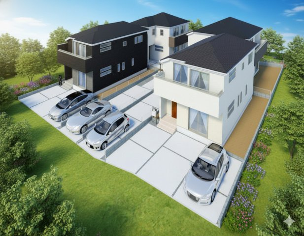 三郷市彦糸1丁目　新築戸建　全4棟　4号棟の外観パース|完成予想図／このパースは図面を基に描いたもので実際とは多少異なる場合がございます。