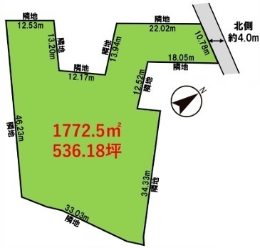 川越市牛子　資材置場用地　東武東上線『新河岸駅』徒歩21分　敷地面積535坪　の区画図
