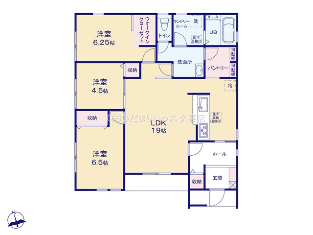 古河下辺見第6　新築一戸建て　06　リーブルガーデンの間取り|広々19帖LDKで家族団らんお過ごしください♪